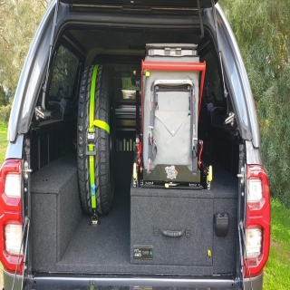 Our most unique custom drawer system to date. This one features a single drawer on the right side with a Clearview Accessories drop slide, Engel Australia 40 ltr Fridge, a flat deck platform with custom tie down points for this customer to store his spare wheel

#fitmy4wd #fitmy4wdcustomdrawers #getfitted #engel #clearview